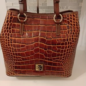 NWT Dooney & Bourke Leather Tote - Cognac Croc-Embossed w GHW